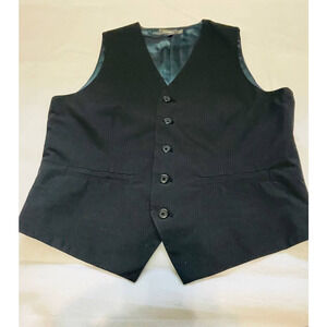 Mens Fossil Vest Pinstriped Navy Blue Lined Small EUC